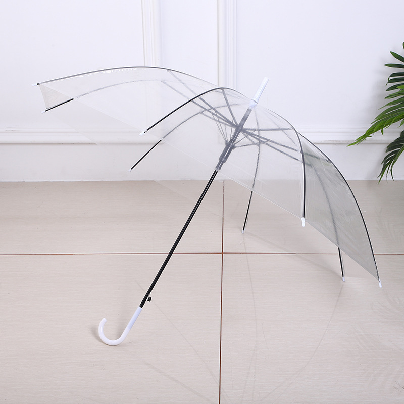 Manufacturer Wholesale Long Handle Straight Transparent Umbrella Automatic Colorful Transparent Umbrella Street Stall Wedding Advertising Umbrella Printed Logo