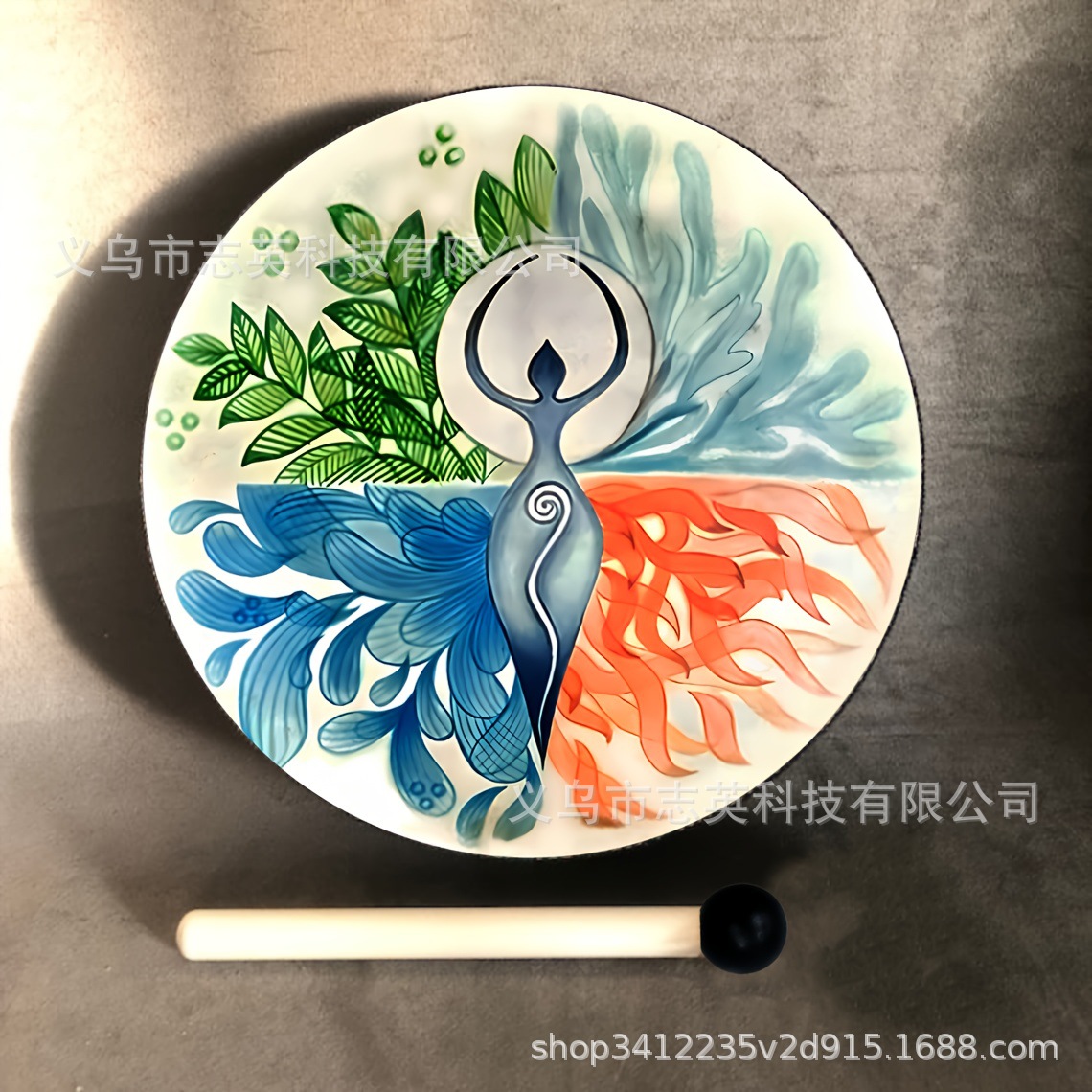 Instrumento de percusión de tambor de ojo de luna dorado para decoración de festivales transfronterizos de nuevos productos de 2024, artesanía hecha a mano, arte de percusión.