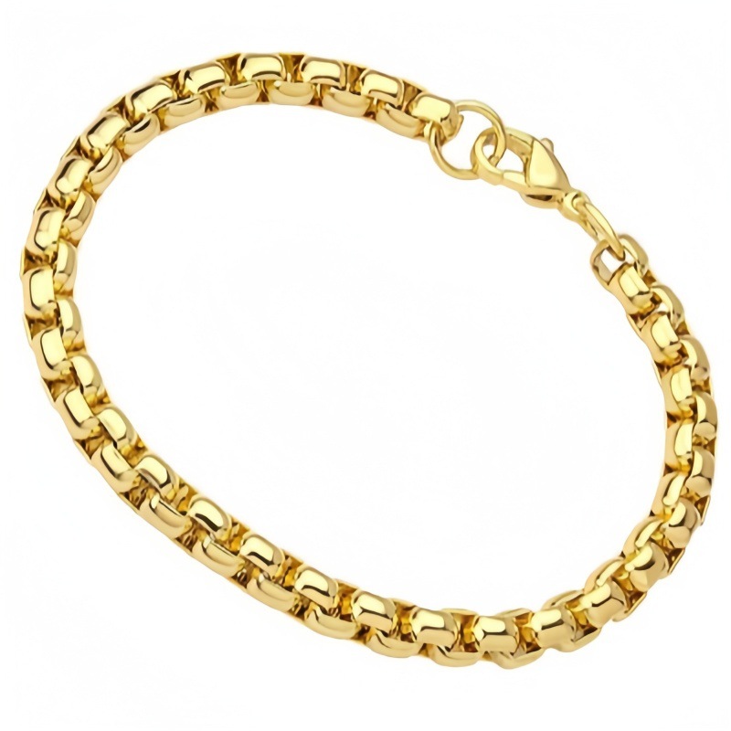 5mm 사각 진주 체인 팔찌 - 골드