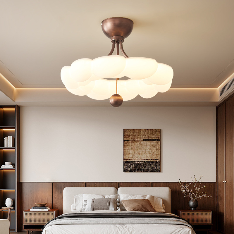 Lámpara de dormitorio principal de estilo antiguo, lámpara de techo de viento crema, luz de lujo, sensación de alta calidad, lámpara de estudio de protección ocular cálida, lámpara de dormitorio principal, lámpara de habitación