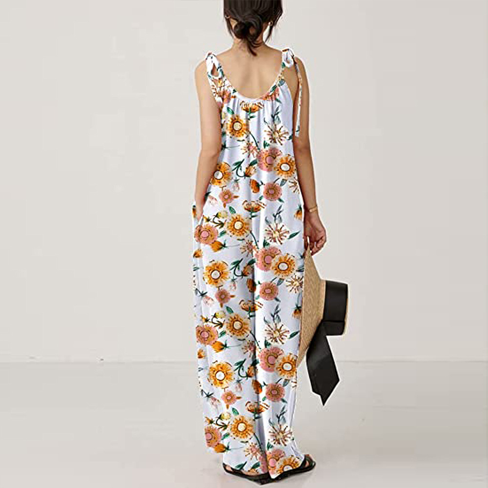 Summer Women Clothing Printed Sling Loose Casual Jumpsuit