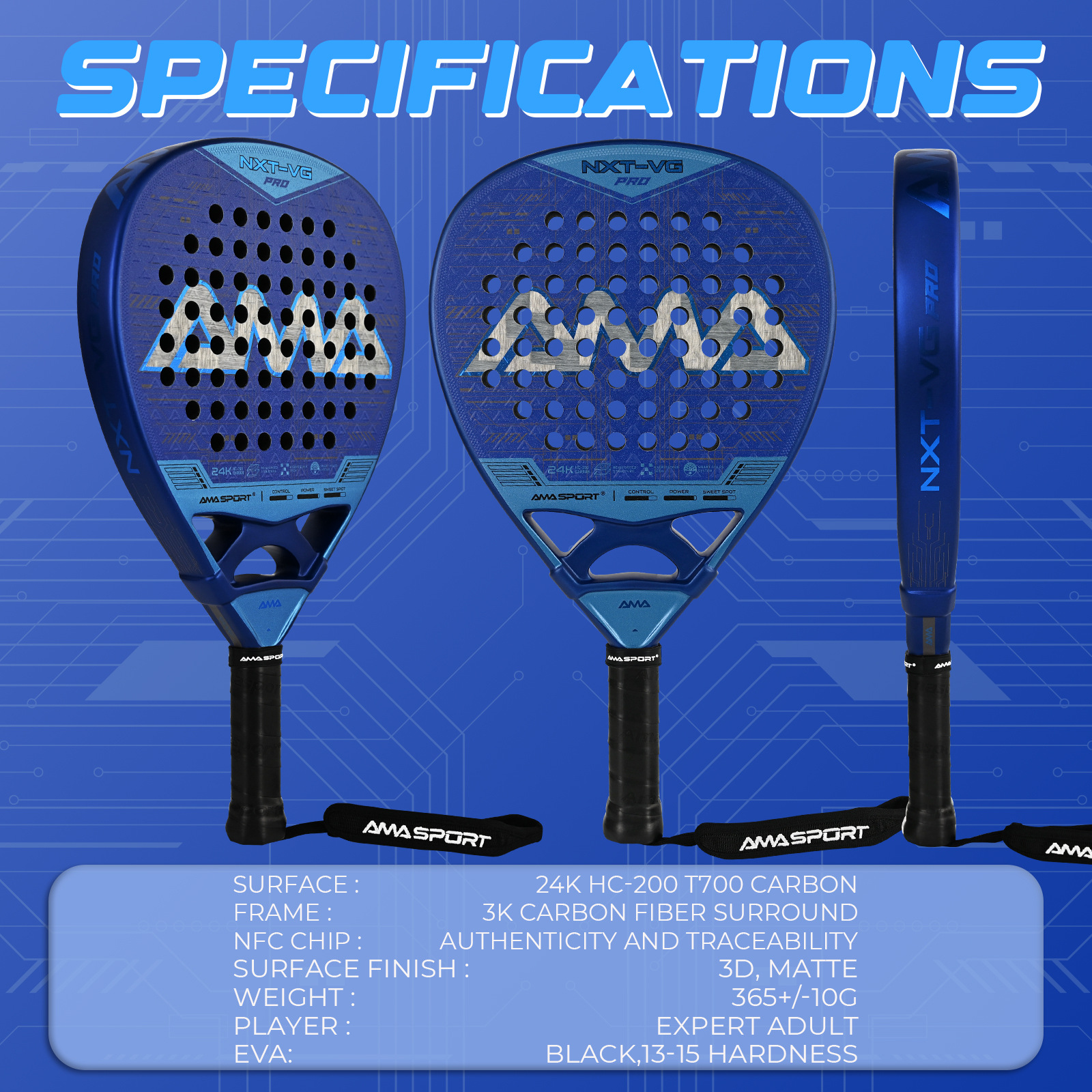 New Padel Racket Cricket Racket 24K Carbon Fiber P116 Cage Tennis Racket Amasport Racket
