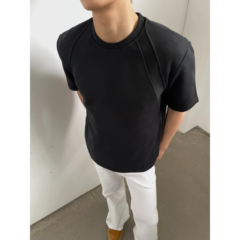 Heavy Weight Deconstructed City Boxy Short-Sleeved High-End Half-Sleeved New Cleanfit Liquid Texture T-Shirt