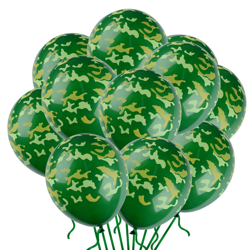 Amazon verde camuflaje Bola de látex ágata color tanque militar tema campo diseño del partido 2,8G globo