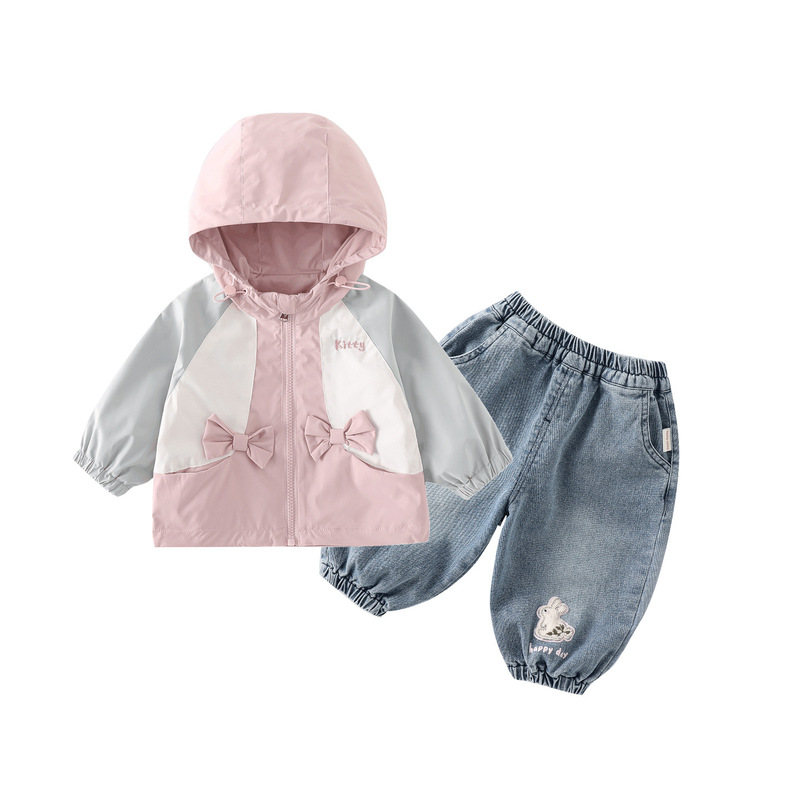 女宝宝冲锋衣外套秋装套装卡通可爱婴幼童春秋季外出服洋气三件套|undefined