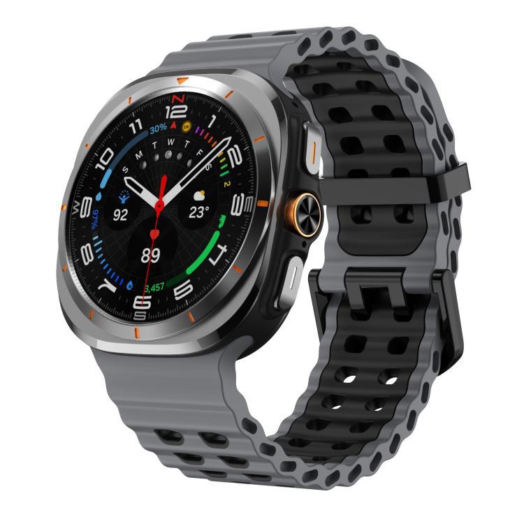 xDfind Black Botón Marítimo Bicolor Doble agujero de fila correa de silicona para Samsung Galaxy Watch8 / 8 Classic / Samsung Gal