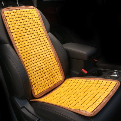 Car Seat Cushion Summer Cooling Mat Bamboo Sheet Single Mat Bamboo Block Mat Cooling Seat Cushion Breathable Mahjong Bamboo Sheet Three-Piece Set (Cool pad) - apricot-beige-seat-cushion-backrest