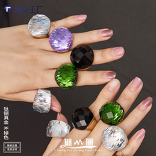 ����INS�粻��ֲ�����ָ18K�ƽ�Բ������ָ���߼��аٴɫ����