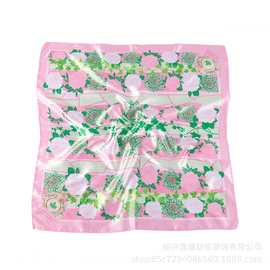 色丁数码印花小方巾涤纶仿真丝小围巾领巾工厂来图丝巾定制印logo