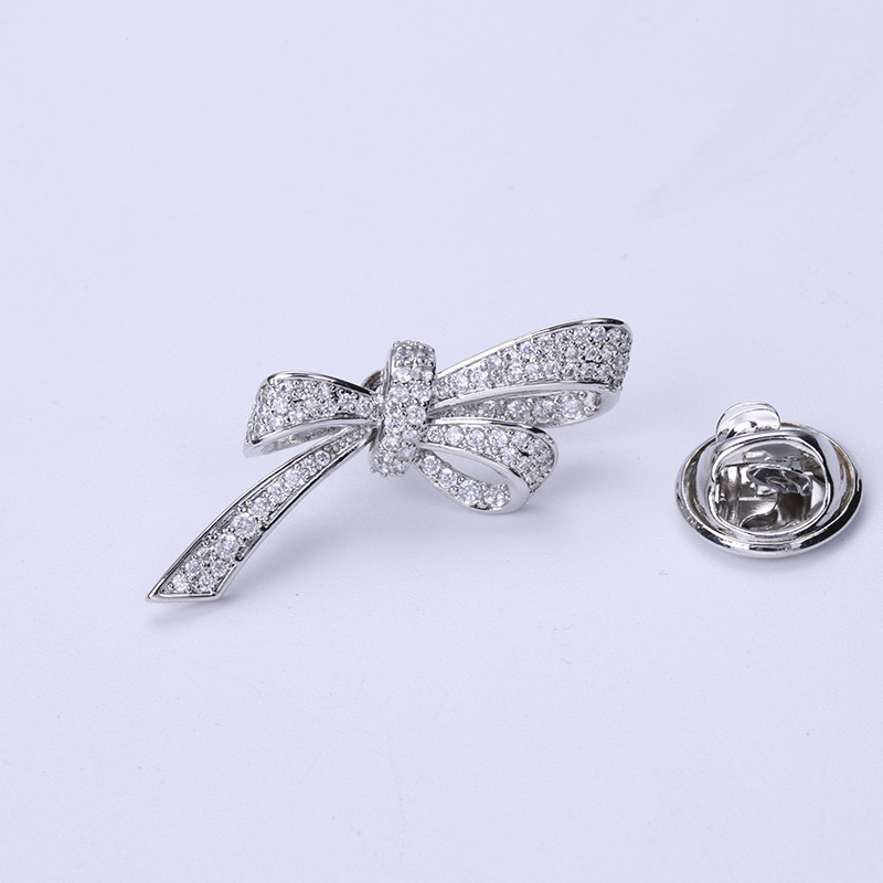 Elegant Simple Style Bow Knot Copper Plating Inlay Zircon Women's Brooches display picture 5