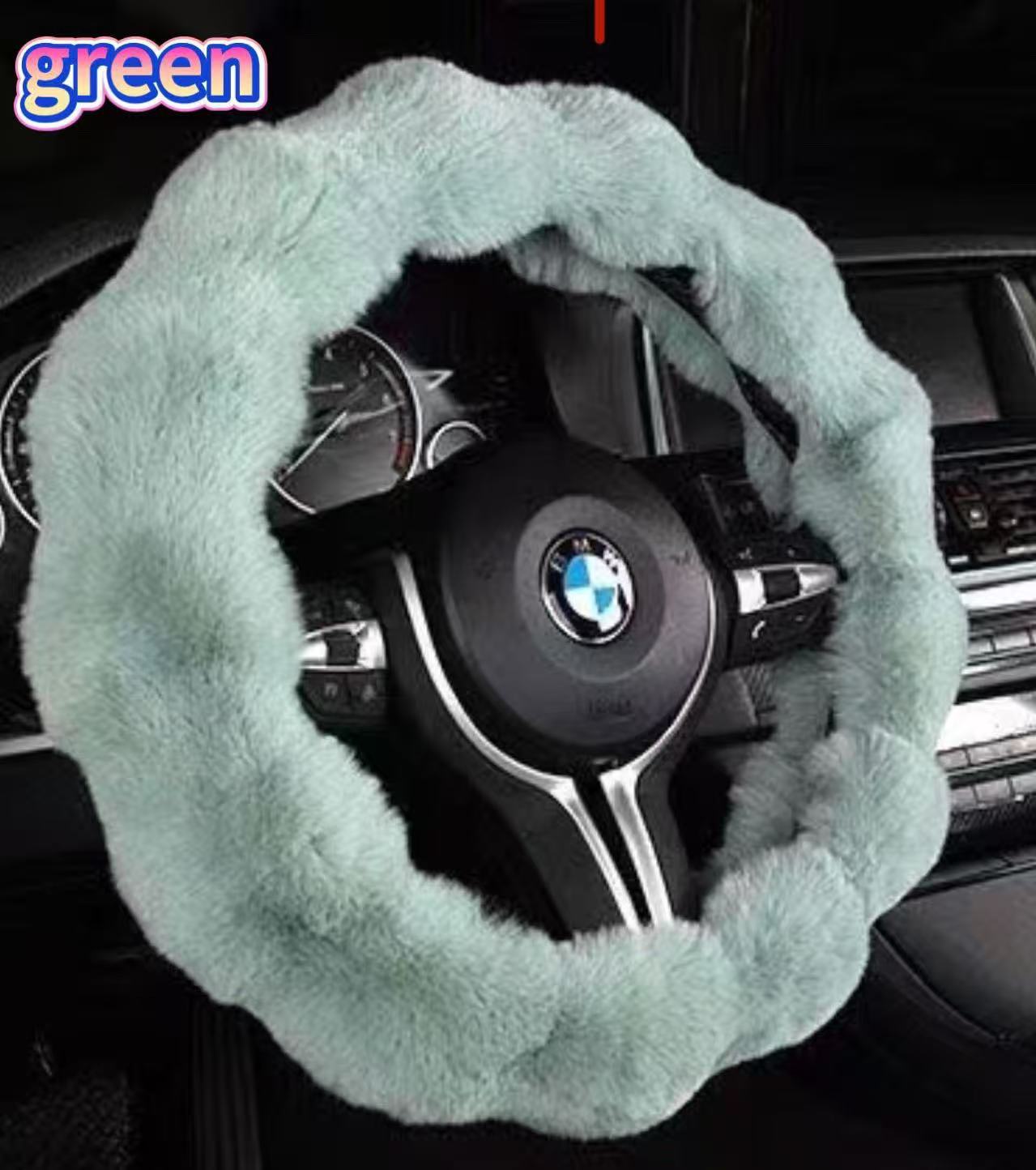 Amazon Cross-Border Labeling Bubble Plush Cartoon Car Sports Steering Wheel Non-Slip Short Hair Winter Warm Handle Cover