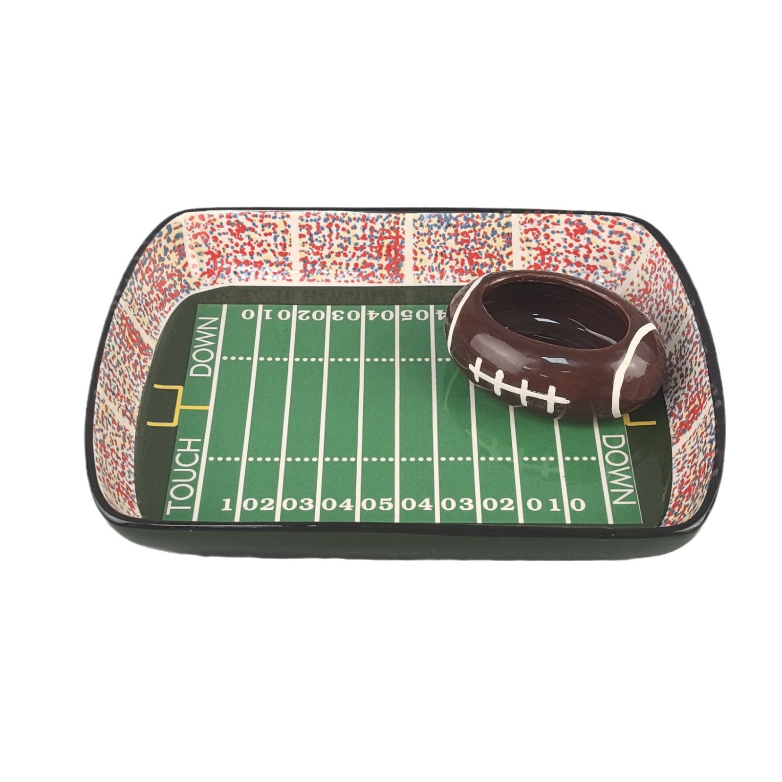 Conjuntos de platos de cerámica bandeja de fiesta de rugby transfronteriza patatas fritas de arroz estilo de barco de cumpleaños decoración de la puerta trasera