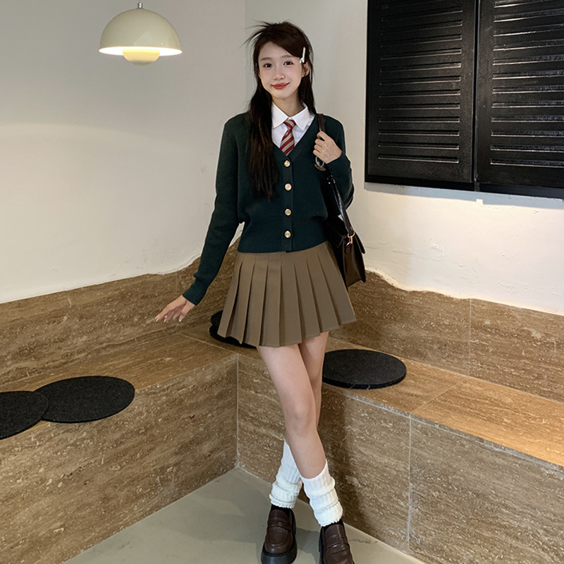 英伦小姐东京岁时记jk慵懒学院风毛衣开衫上衣早春女装红色针织衫|undefined