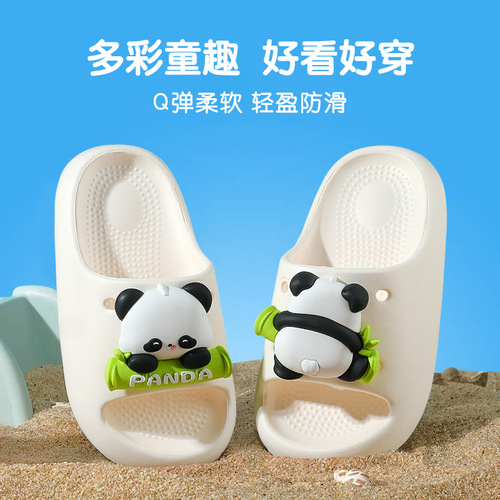 Cute Little Panda Dopamine Cooling Slippers for Home and Outdoor Use, EVA Soles with Non-Slip Design, Family Pack, Drop-Shipped