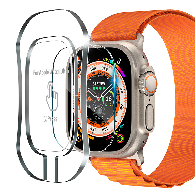 Aplicable a Apple Watch Película templada iwatch8 ultra Película protectora de reloj de goma completa Película de segundos con posicionador