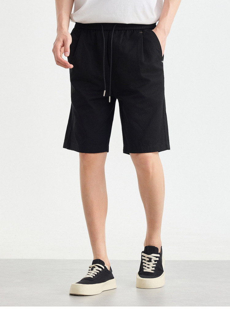 Quần short nam ống đứng dáng thẳng chất liệu cotton pha Lycra phong cách công sở — đen chi tiết 25