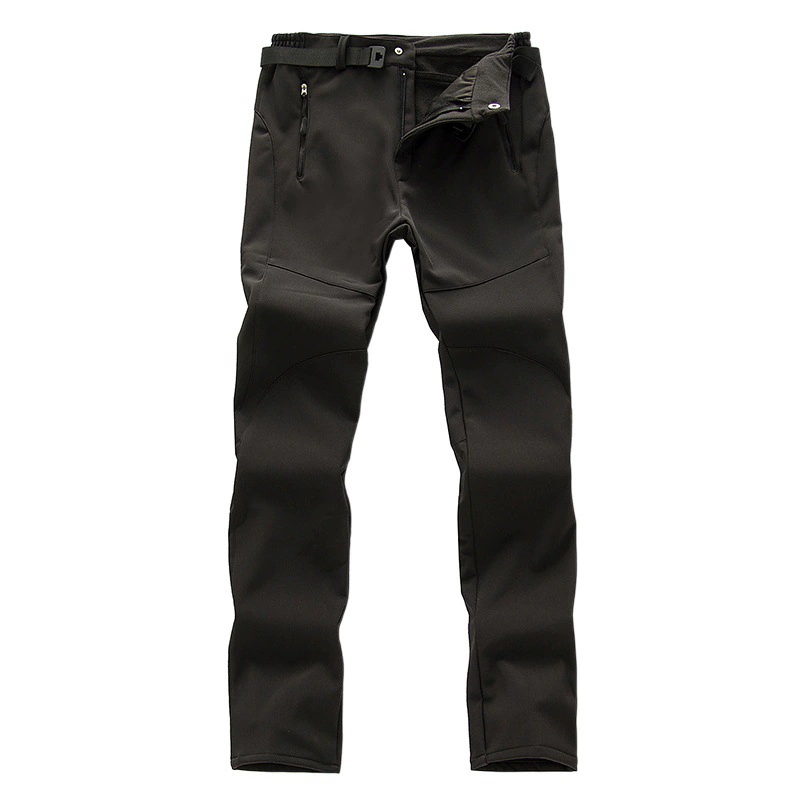 Уличные брюки с мягкой оболочкой, мужские непромокаемые ветрозащитные лыжные брюки, утолщенные теплые брюки на флисовой подкладке, однотонные уличные брюки для альпинизма для женщин