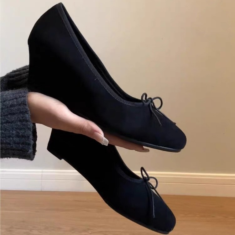 Cowhide Version~Retro Versatile Round-Toe Shallow Bow-Knot Wedge Mary Jane Shoes for Women 2026 Spring High Heels Cowhide Version~Retro Versatile Round-Toe Shallow Bow-Knot Wedge Mary Jane Shoes for Women 2026 Spring High Heels