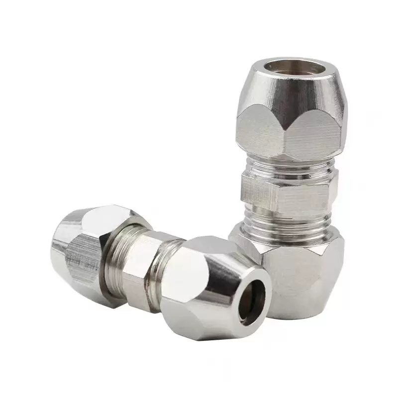 铜镀镍快拧直通 卡套直通 锁母型气动气管接头