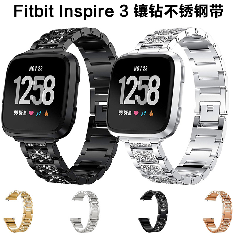 XDfind para Fitbit 14mm 18mm 20mm diamante joyería correa de acero inoxidable