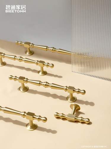 Wholesale BTME American brass handle small French light luxury cabinet door handle retro wardrobe cabinet gold drawer pull