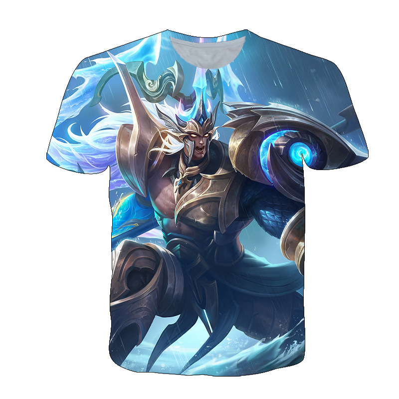 Camiseta de manga corta con estampado digital bidimensional de verano 3d verano para adolescentes y niños juego de gloria para hombres