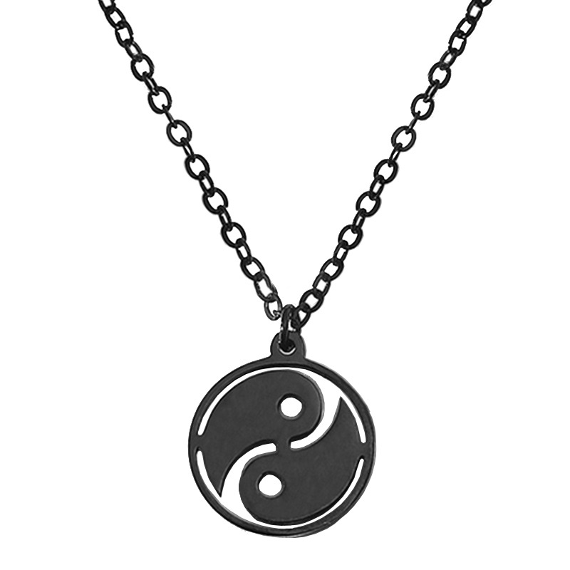 Collar masculino con colgante de brújula y pluma, acero de titanio, estilo europeo retro