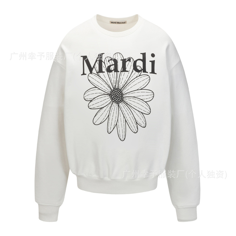 韩国Mardi卫衣赵露思同款小雏菊腊肠狗女秋冬刺绣印花套头圆领外|undefined