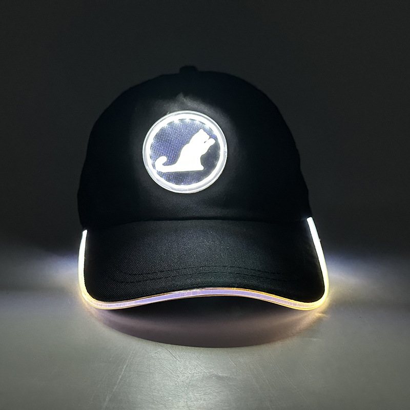 Gorra LED de Amazon, gorra de béisbol luminosa, gorra para exteriores con protección solar, gorra de pico de pato con protección solar, gorra LED de colores cambiantes