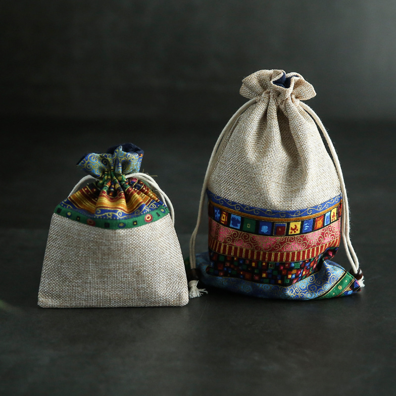 批发棉麻抽绳束口袋文玩手串收纳袋茶杯布袋茶叶罐收纳袋