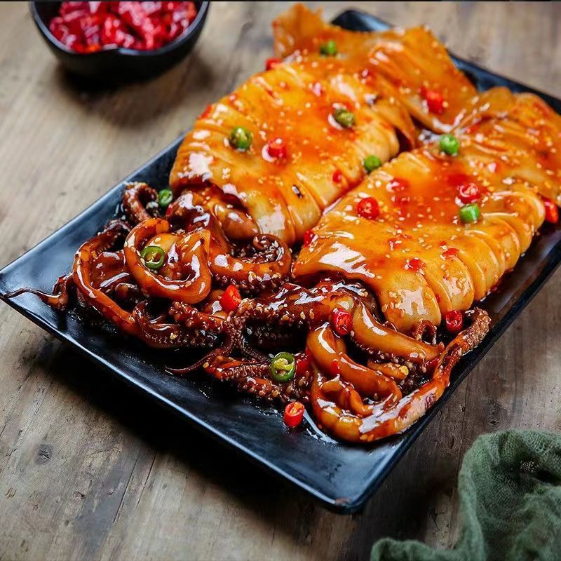すぐに食べられるBBQイカ、ネットセレブのイカスナック、スナック、海鮮調理食品、スパイシーアイカ触手|undefined
