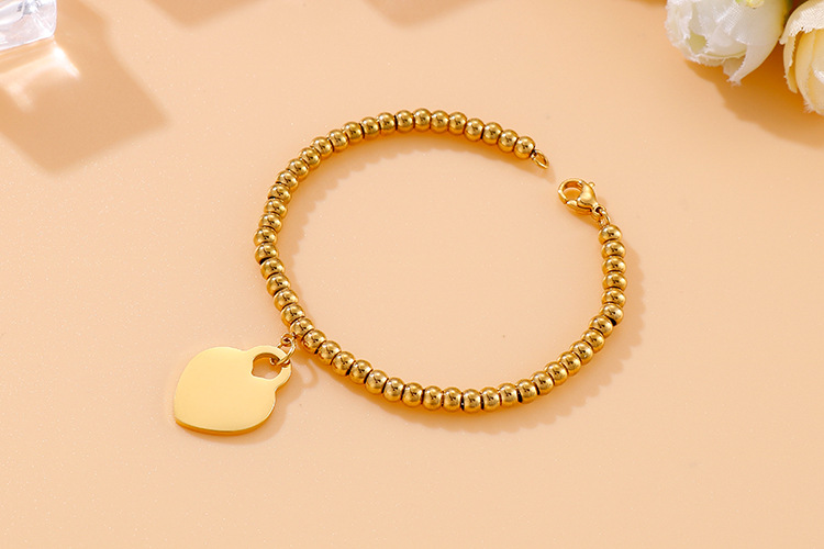 Fashion Heart Titanium Steel 18K Gold Plated No Inlaid Bracelets In Bulk display picture 6