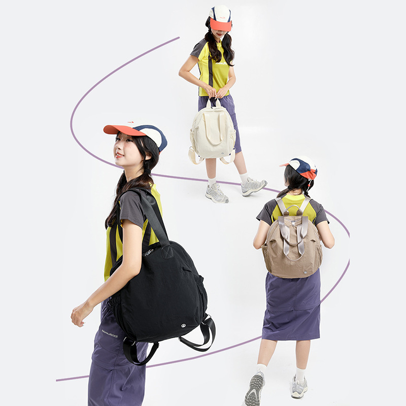 松弛感休闲双肩包纯色新款简约学生手提单肩包尼龙百搭骑行运动包|undefined