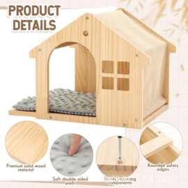 跨境木质壁挂式宠物窝室内简约可拆卸猫舍狗舍木质四季款猫狗窝