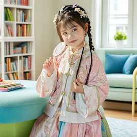 明制汉服2025新款女童改良清汉古装旗袍儿童服饰春秋必备