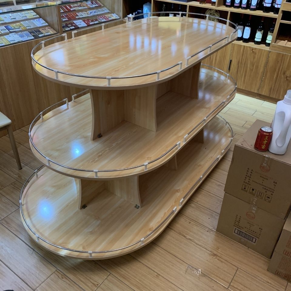 Round Oval Island Cabinet Toy Store Mother and Baby Display Cabinet Gift Shelf Display Cabinet Convenience Store Shelf Wine Cabinet