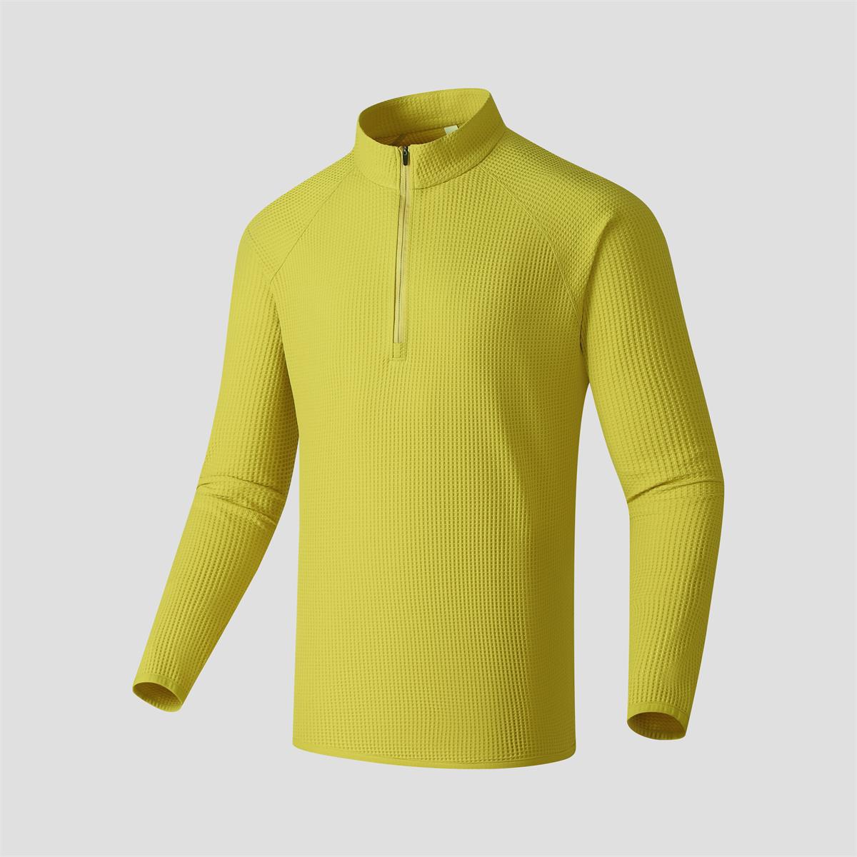Spring and Autumn New Half-Zip Waffle Stand Collar Long Sleeve Men's Sports Running Versatile Trendy Sweatshirt