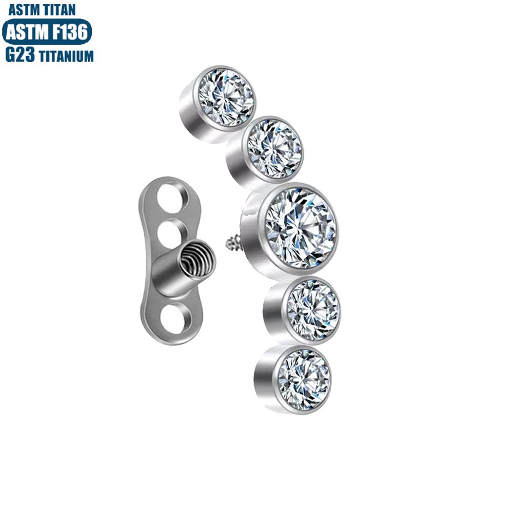 Silver pointed spike labret stud material detail