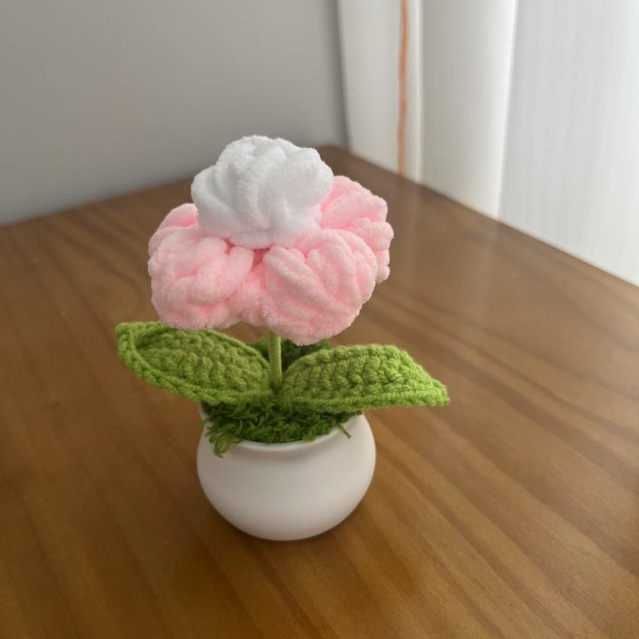 Acabado tejido a mano lirio de los valles en macetas adornos para el hogar tejido de flores artificiales hilo de lana ramo de ganchillo regalo de flores falsas