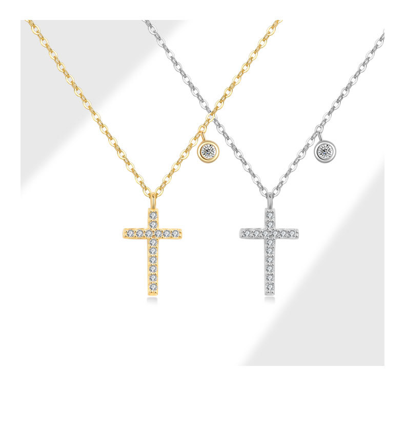 925 Sterling Silver Cable Chain Plating Cross Pendant Necklace display picture 8
