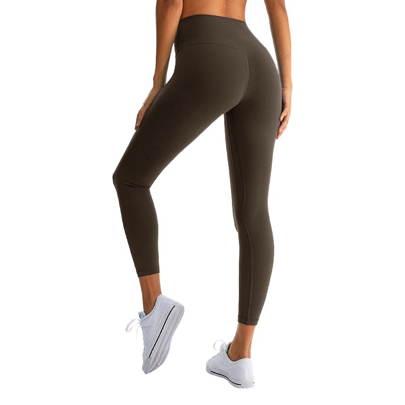 INFLALACHI cepillado yoga Pantalones de mujer de alta elasticidad corriendo fitness pantalones transpirable de cintura alta desnuda deportes al aire libre medias