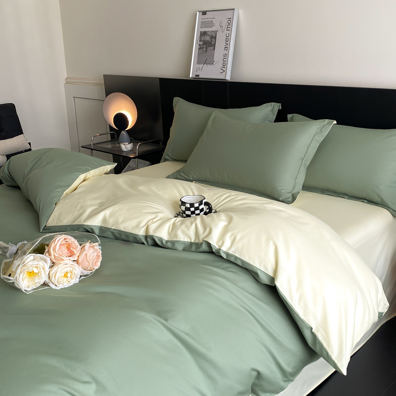 Solid Color Bed 100 Pure Cotton Four-Piece Set Pure Cotton Quilt Cover Student B&B Three-Piece Set Nantong Home Textiles 4 B&B Special Solid Color Bed 100 Pure Cotton Four-Piece Set Pure Cotton Quilt Cover Student B&B Three-Piece Set Nantong Home Textiles 4 B&B Special
