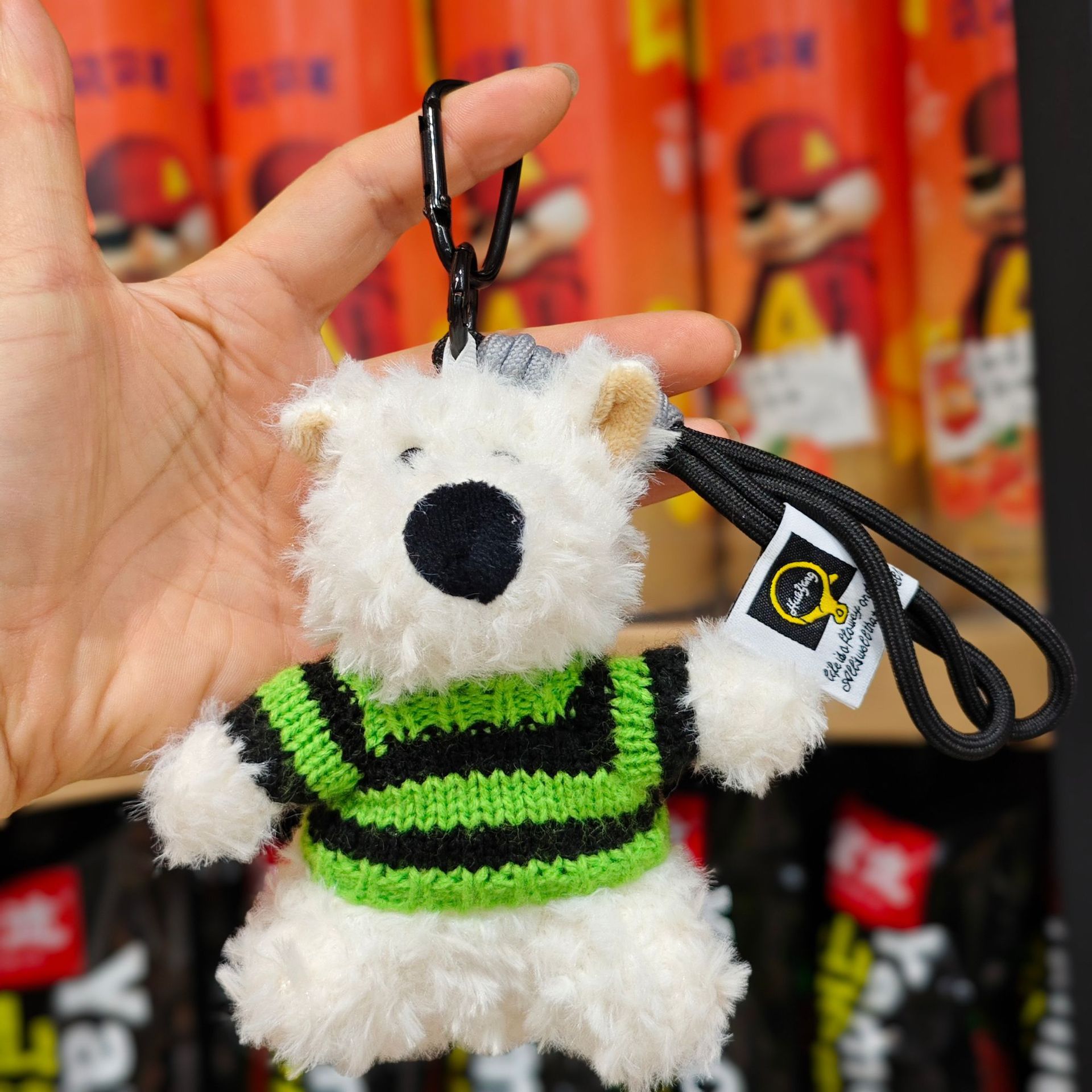 Cute Western Highland Plush Pendant Cartoon Bow Puppy Doll Birthday Gift Couple Bag Keychain_voghion.com