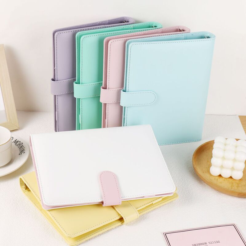 ins Macaron Color-block Leather A5 Loose-leaf Star-chasing Small Kaka Book Shell Removable Hand Ledger Book Shell