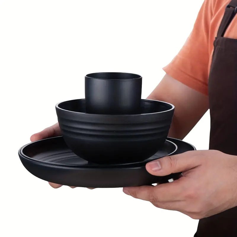 Casual Style Casual Solid Color Plastic Wheat Straw Bowl Tableware 1 Set