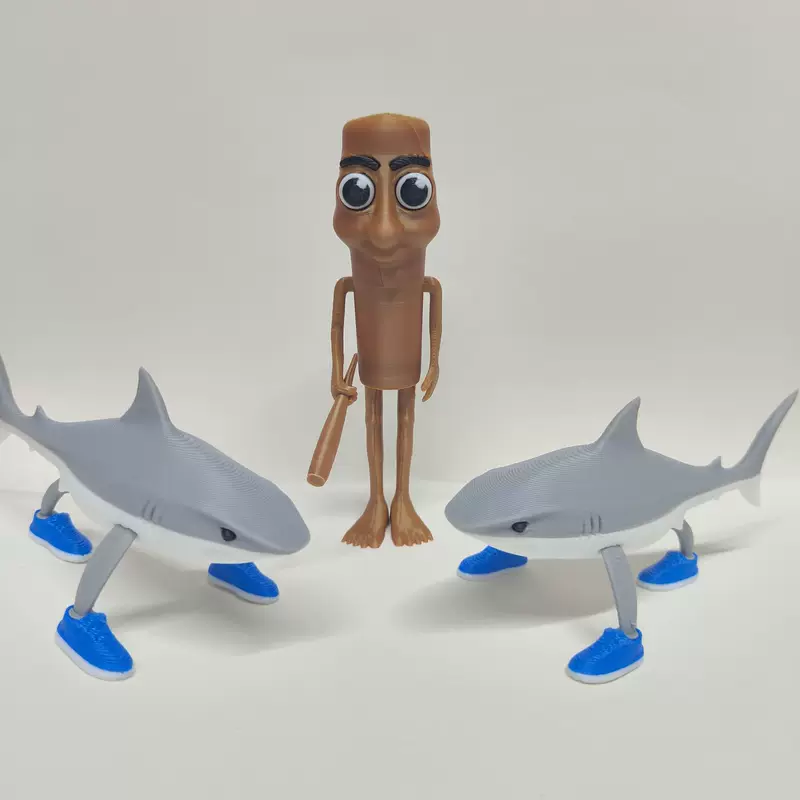 TungtungtungSahur Stick Man American Mountains and Seas Tralalerotralala Shark 3D Print