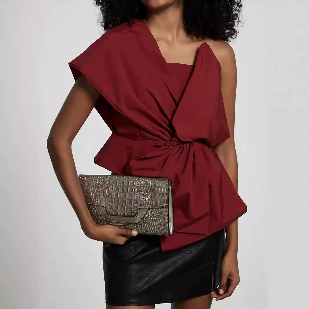 Трансграничная внешняя торговля женская одежда оптом дизайн чувство большой бант декоративный узорный жилет с открытыми плечами