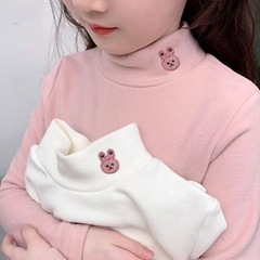 女童半高领德绒打底衫2025秋冬装新款儿童小宝宝洋气加厚上衣服潮