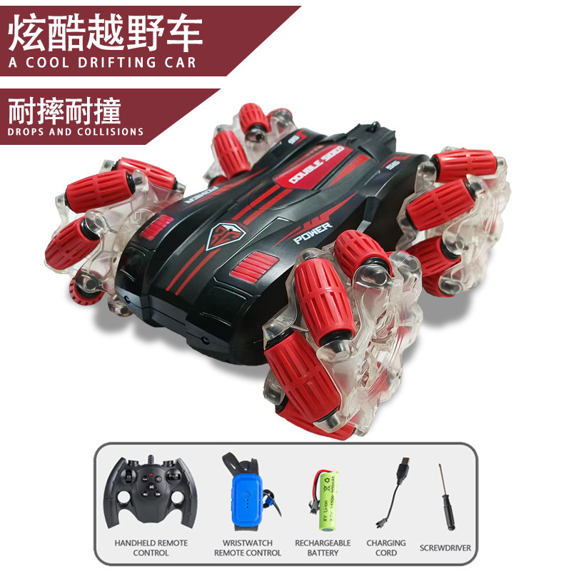 Coche de control remoto RC transfronterizo, coche de control remoto con acrobacias de gestos de doble cara, coche de juguete para niños con tracción en las cuatro ruedas, todoterreno, regalo para niños