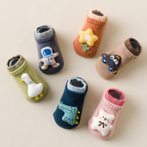 Japanese and Korean style baby toddler socks 3D doll dinosaur car flower cute bear cartoon 3D floor socks